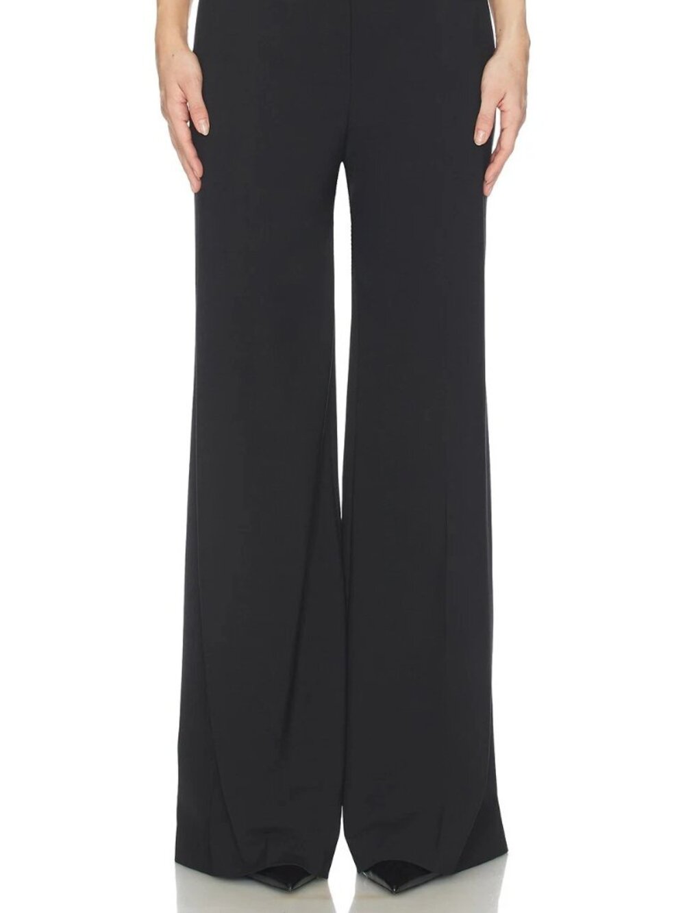 Theory Women Pants Size 8 Black Fluid Flare Wide Leg Admiral Crepe New